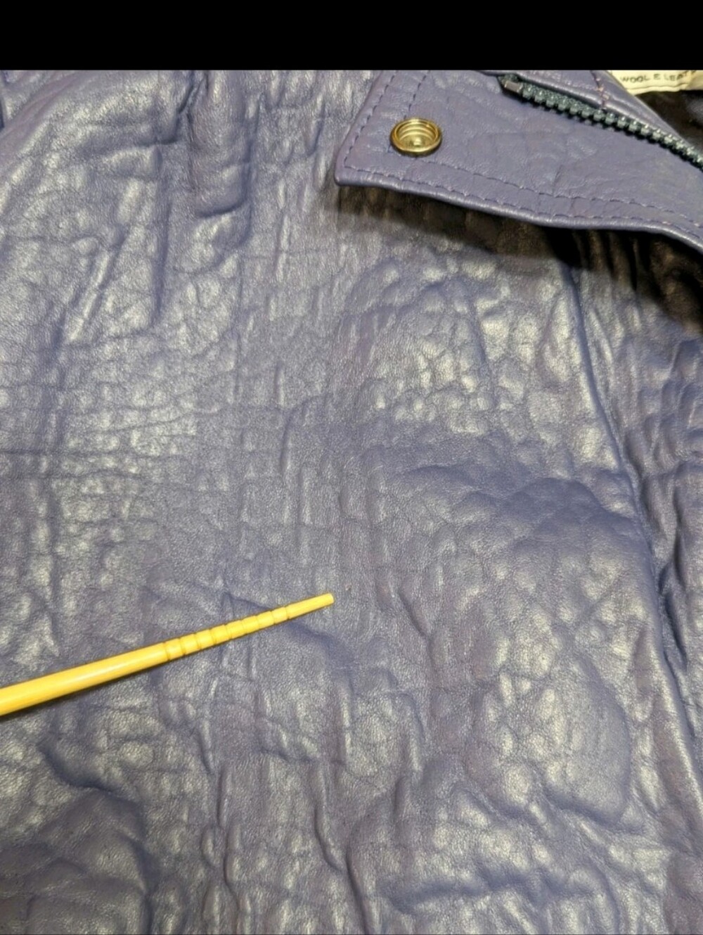 The Old Mill Glen Laine by Bainton Periwinkle, Leather Jacket Bomber Style - M - Picture 15 of 16